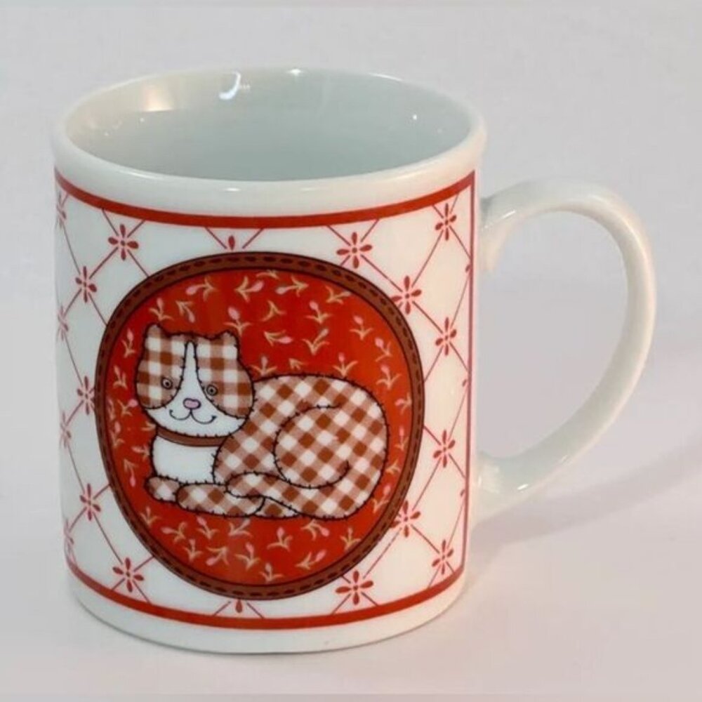 Calico Cat Country Quilt Pastel Mug - Made in Japan